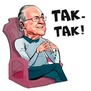 👴 66bd2f0e TAK! TAK! man, chair, cartoon, glasses telegram sticker