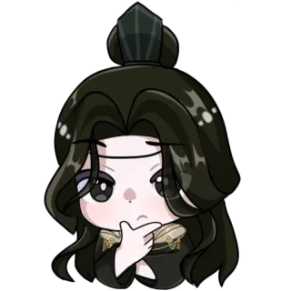 🤔 0d691aae 人物, 思考, 肖像, 黑发, 可爱, Q版 telegram sticker