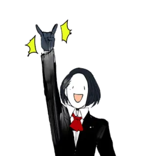 😄 3bb58bc1 anime, cartoon, celebration, fanart, character, black suit, rock on telegram sticker