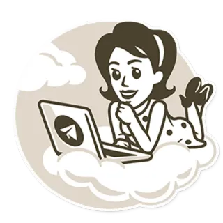 🔵 3748d947 ผู้หญิง, แล็ปท็อป, เมฆ, การ์ตูน telegram sticker