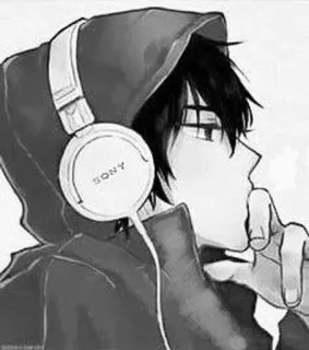 🌟 a41b9bee SONY Anime, Kopfhörer, Musik, Junge, Hoodie, Sony whatsapp sticker