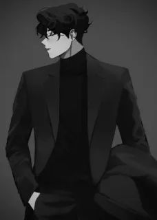 🌟 bf7e4489 Mann, Anzug, Schwarzweiß, Formal, Gutaussehend, Stilvoll whatsapp sticker