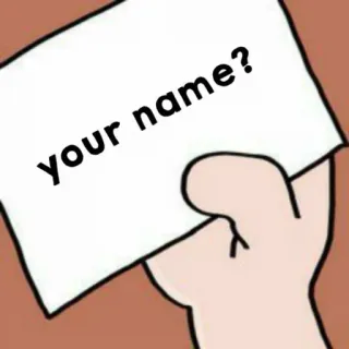 🥐 047d75df your name? 名字, 问题, 手, 卡片 telegram sticker