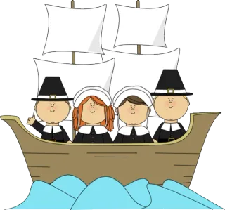 🍂 2547eb33 Pèlerins, Navire, Mayflower, Thanksgiving, Dessin animé, Historique, Voile, Voyage whatsapp sticker