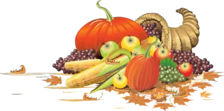 🍂 7da24af0 corne d'abondance, récolte, automne, automne, thanksgiving, citrouille, raisins, pommes, maïs whatsapp sticker