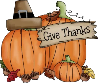 🍂 d166ae58 Give Thanks Thanksgiving, citrouille, chapeau de pèlerin, automne, automne, récolte, fête whatsapp sticker