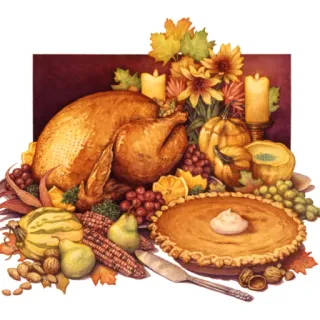 🍂 ec9b08fb dinde, tarte citrouille, thanksgiving, automne, récolte, nourriture, fête whatsapp sticker