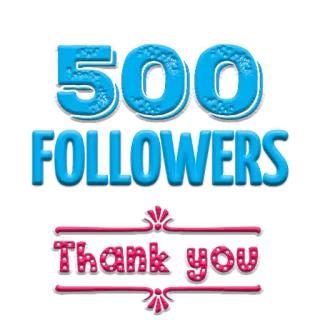 😁 0ea40291 500 FOLLOWERS Thank you Follower, Celebrazione, Traguardo, Successo, Social media telegram sticker