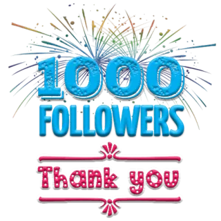 😘 30e463ea 1000 FOLLOWERS Thank you Follower, Grazie, Festa, Social media, Successo telegram sticker