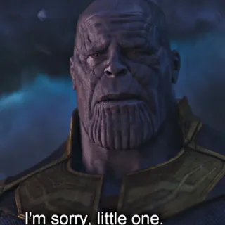 😢 3908bae6 Thanos Avengers: Infinity War I'm sorry, little one. thanos, marvel, avengers, entschuldigung, bösewicht telegram sticker