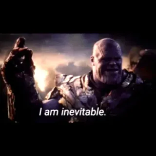 💀 73b7e935 Thanos I am inevitable. marvel, avengers, bösewicht, unendlichkeit, handschuh telegram sticker
