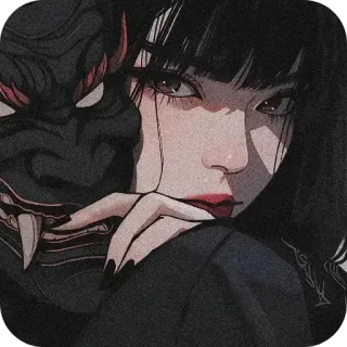 ✋ 0cef064d 动漫, 女孩, 黑暗, 恶魔, 美学 telegram sticker