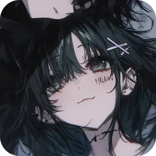 💇 b9862b23 动漫, 女孩, 黑暗, 哥特, 情感, 绘画, 可爱 telegram sticker