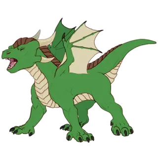 😡 0b4ab190 dragón, criatura mítica, fantasía, dragón verde, animal, dibujo animado telegram sticker