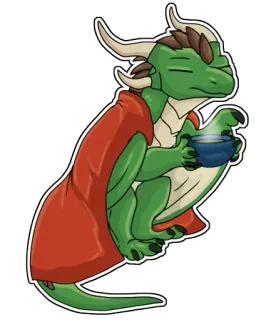 🤒 145077bd dragón, verde, té, calma, relajante, fantasía, dibujos animados, mono telegram sticker