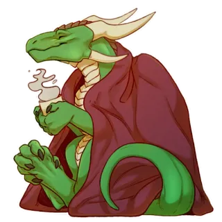 ☕️ 2f27b273 dragón, fantasía, criatura, reptil, manta, café, té, relajación telegram sticker