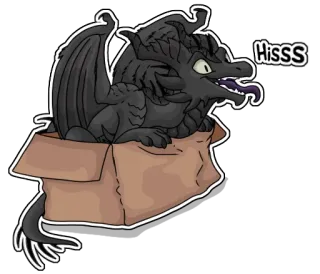 📦 33415837 Hisss dragón, caja, animal, fantasía, lindo, dibujos animados, mascota telegram sticker