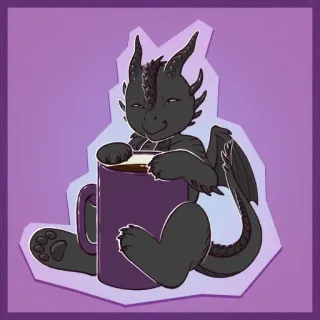 ☺️ 6c4d5b29 dragón, café, lindo, animal, fantasía, bebida telegram sticker