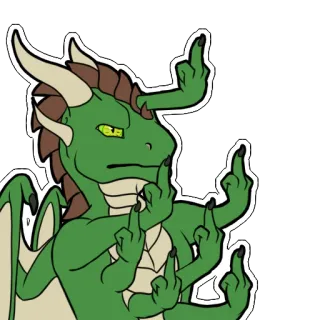 🖕 79c05263 dragón, dedo corazón, gesto ofensivo, dibujos animados, fantasía telegram sticker