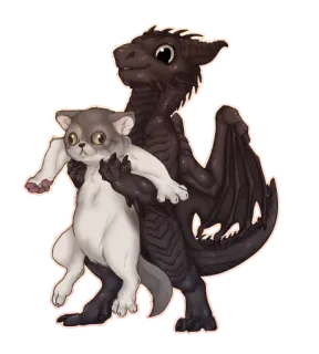 🐱 82134fa3 dragón, gato, fantasía, mono, animal, amistad telegram sticker