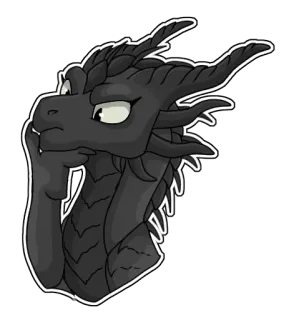 🤔 9907d82c dragón, criatura fantástica, dibujos animados, pegatina, pensando, gris, mítico, ilustración telegram sticker