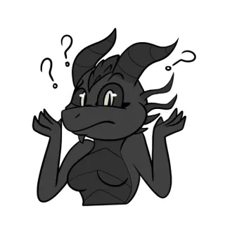 😕 b82a8e87 dragón, pregunta, confundido, inseguro, animal, fantasía telegram sticker