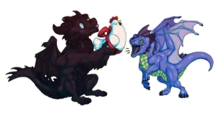 🐔 ce4a9613 dragón, fantasía, pollo, animal, dibujos animados, criatura telegram sticker