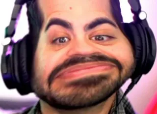 😀 7feb702e Meme, Lustig, Porträt, Verzerrt, Mann, Kopfhörer telegram sticker