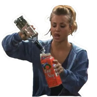 ๐ท 55a3e8b2 woman, drinking, pouring, eggnog, beverage telegram sticker