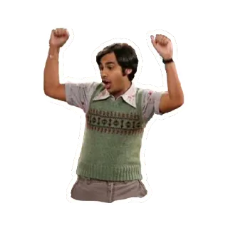 ๐ณ 95a91ff1 Raj Koothrappali The Big Bang Theory raj, koothrappali, big bang theory, excited, indian, scientist telegram sticker