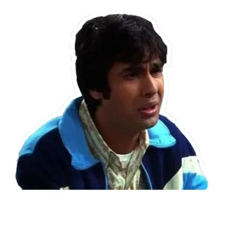 ๐ฐ a7cc2967 Raj Koothrappali The Big Bang Theory crying, emotional, tv show, nerd, sitcom telegram sticker