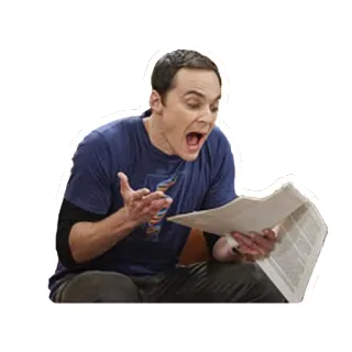 ๐ afbf3040 Sheldon Cooper The Big Bang Theory sheldon, big bang theory, shocked, paper, angry, upset telegram sticker