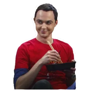 ๐ b6d3066d Sheldon Cooper The Big Bang Theory sitcom, food, noodles, tv, comedy telegram sticker