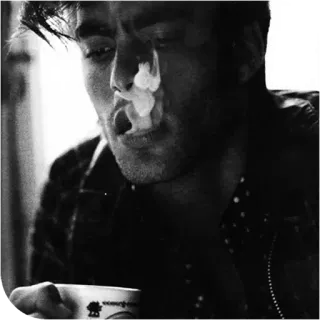 📎 35418f26 đàn ông, hút thuốc, chân dung, đơn sắc, trắng đen telegram sticker