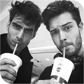 📎 379c148f đàn ông, uống, ống hút, trắng đen, mọi người, đồ uống telegram sticker