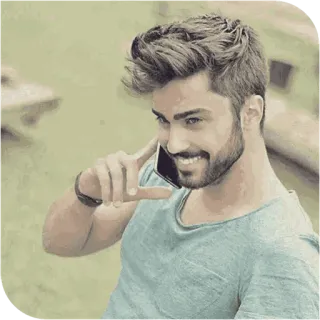 📎 f654410e đàn ông, người, điện thoại, cuộc gọi, chân dung, mỉm cười, râu telegram sticker