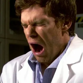 🥱 3377b611 Dexter Morgan Dexter serial killer, analisi del sangue, sbadiglio, programma TV telegram sticker