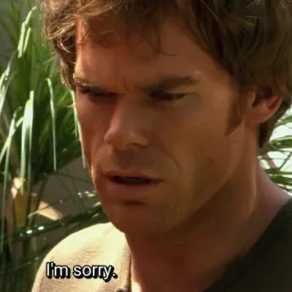 😔 8bbf3b70 Dexter Morgan Dexter I'm sorry. scuse, dramma, serie tv, serial killer telegram sticker