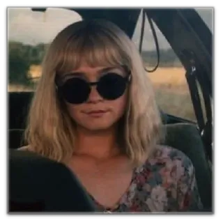 😎 01e2f7b5 phụ nữ, kính râm, xe hơi, lái xe, tóc vàng telegram sticker