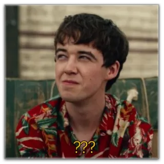 🤔 15067955 ??? câu hỏi, bối rối, người đàn ông, áo Hawaii, biểu cảm telegram sticker