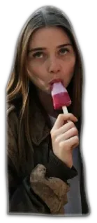 😇 47cc9089 phụ nữ, kem que, ăn, chân dung telegram sticker