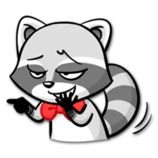 😝 372f4a2f raton laveur, dessin animé, animal, narquois, nœud papillon, mignon telegram sticker