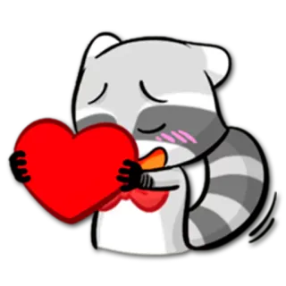 ❤ 586b9661 raton laveur, coeur, amour, mignon, animal, dessin animé telegram sticker
