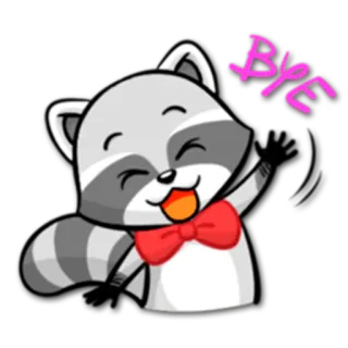 👋 af8b2c18 BYE raton laveur, animal, au revoir, adieu, salut, dessin animé telegram sticker