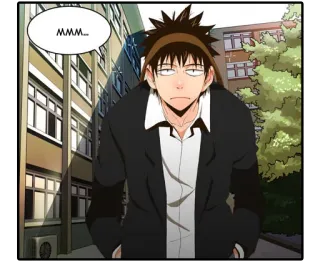 😐 b7dcc373 MMM... anime, manga, cartoon, illustration, drawing, character, man telegram sticker