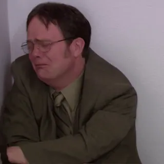 😭 0f7e2322 Dwight Schrute The Office menangis, sedih, kantor, acara tv, kesal, emosional, Dwight telegram sticker