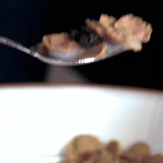 😋 13b1101f sereal, makanan, sarapan, sendok, kismis, susu telegram sticker