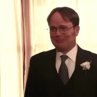 🥹 3bbbe4ca Dwight Schrute The Office Dwight Schrute, The Office, pernikahan, setelan, lucu, karakter telegram sticker