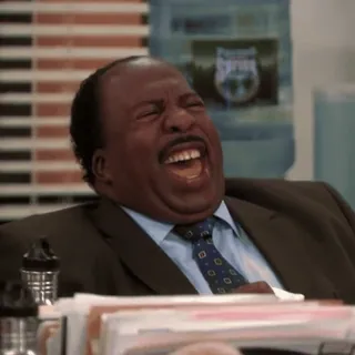 🤣 fea40c2c Stanley Hudson The Office tertawa, komedi, televisi, lucu, sitkom, reaksi, humor telegram sticker