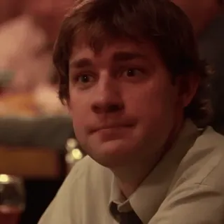 😳 ffff8819 Jim Halpert The Office Jim Halpert, The Office, John Krasinski, acara TV, komedi, NBC, karakter telegram sticker